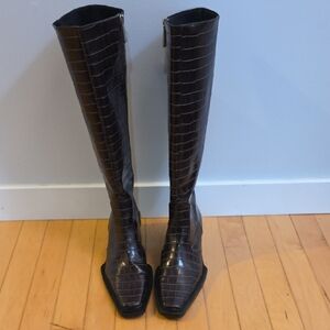 Knee-High Women's Faux Croc Boots